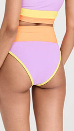 Beach Riot Women's Emmy Bikini Bottoms, Sundazed Color Block, Purple, L
