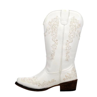 Roper Women's Riley Scroll Western Boot, Tan, 7