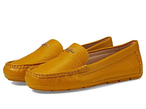 Coach® Marley Driver Women Loafers – Pebbled Leather Upper – Cushioned Footbed – Synthetic Lining – Gold Tone Yellow Gold 8.5 B - Medium