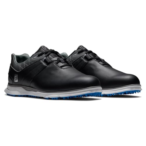 FootJoy Men's Pro|SL Golf Shoe, Black/Charcoal/Light Blue, 12 Wide