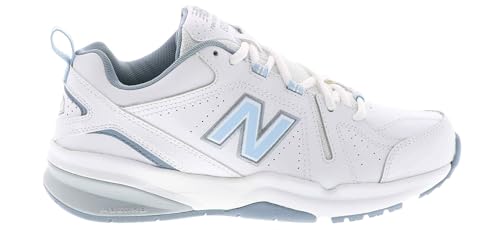 New Balance Women's 608 V5 Casual Comfort Cross Trainer, White/Light Blue, 12