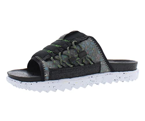 Nike Asuna Crater DJ4629-002 Mens Slide Shoes (Black/Iron Grey-White-Mean Green)