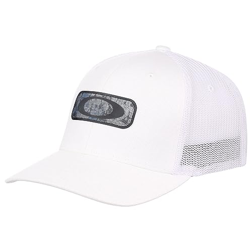 Oakley Indy Hologram Patch Trucker Stretch-Fitted Hat (White, L/X)