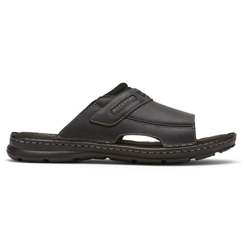 Rockport Men's Darwyn 2 Slide Sandal, Black Leather 2, 9.5