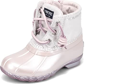 Sperry Saltwater Sparkle Textile Rain Boot, Lilac, 7 US Unisex Little Kid