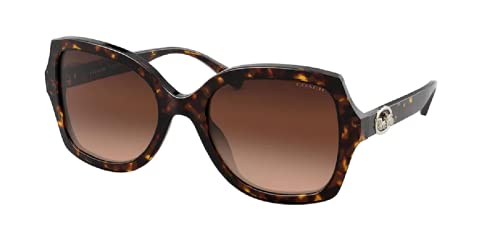 Coach HC8295 56 MM Dark Tortoise/Dark Brown Gradient Square Sunglasses for Women + BUNDLE With Designer iWear Eyewear Kit