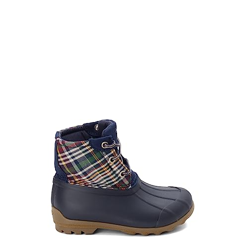 Sperry Port Rain Boot, Plaid/Navy, 9 US Unisex Little Kid