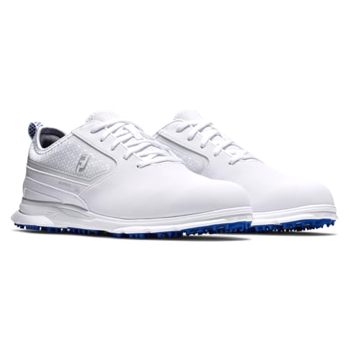 FootJoy Men's Superlites XP Golf Shoe, White/Blue, 9 Wide