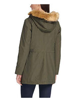 Levi's® Coated Cotton Parka with Sherpa and Faux Fur Hood Army Green MD
