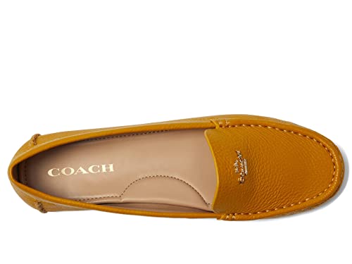 Coach® Marley Driver Women Loafers – Pebbled Leather Upper – Cushioned Footbed – Synthetic Lining – Gold Tone Yellow Gold 8.5 B - Medium
