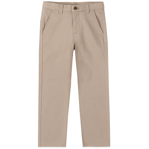 IZOD Boys' School Uniform Twill Khaki Pants, Flat Front & Comfortable Waistband, 5