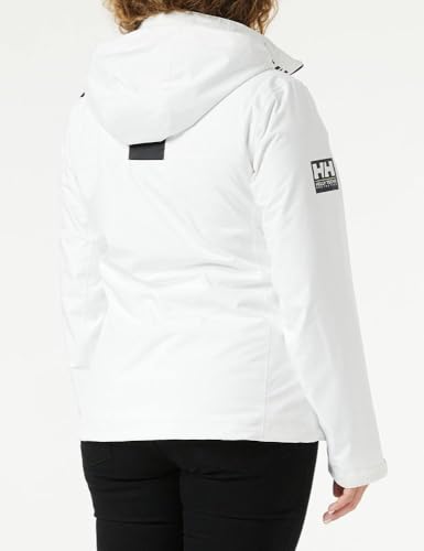 Helly Hansen Women's Crew Hooded Midlayer Fleece Lined Waterproof Rain Jacket, 001 White, Small