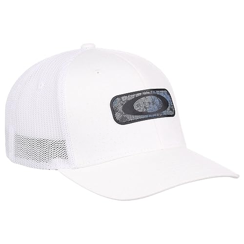 Oakley Indy Hologram Patch Trucker Stretch-Fitted Hat (White, L/X)