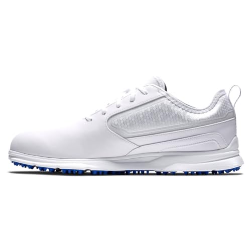 FootJoy Men's Superlites XP Golf Shoe, White/Blue, 9 Wide
