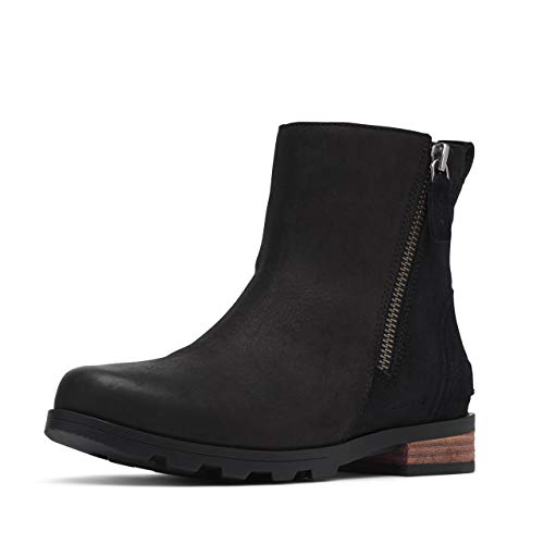 Sorel Womens Emelie Zip Outdoor Waterproof Winter Ankle Leather Boots - Black - 10
