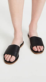 Madewell The Boardwalk Post Slide Sandal in Leather True Black 7.5 M