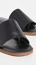Madewell The Boardwalk Post Slide Sandal in Leather True Black 7.5 M