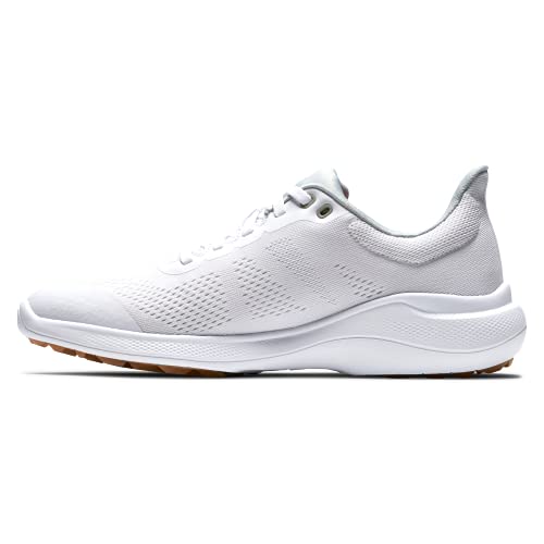 FootJoy Women's FJ Flex Previous Season Style Golf Shoe, White/White/Tan, 8.5