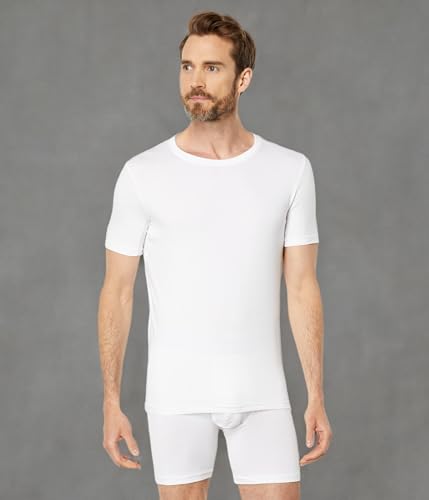SPANX for Men Cotton Modal Crew - T-Shirt for Men - Crew Neckline - Straight Hem - Breathable Fabric Bright White New 2XL One Size