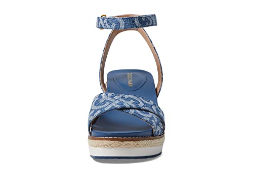 Cole Haan Cloudfeel Espadrille Wedge Sandal 75 mm Denim Jacquard 7.5 B (M)