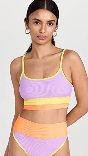 Beach Riot Women's Emmy Bikini Bottoms, Sundazed Color Block, Purple, S