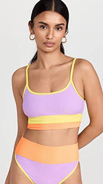 Beach Riot Women's Emmy Bikini Bottoms, Sundazed Color Block, Purple, S