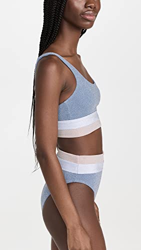 Beach Riot Women's Mackenzie Top, Frost, Blue, Metallic, L