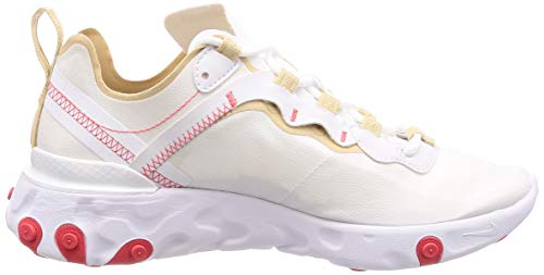 Nike Women's React Element 55 Running Shoes (6, Desert Ore/White)