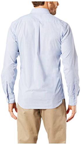 Dockers Men's Classic Fit Long Sleeve Signature Comfort Flex Shirt (Standard and Big & Tall), Delft Blue-End on End, 2X