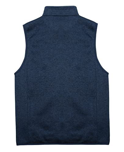 Bonnorth Mens Zip Up Sherpa Vest for Men Knitted Sweater Winter Vest Mens Casual Warm Vests Outerwear with Pocket Dark Blue M