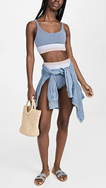 Beach Riot Women's Heidi Bikini Bottoms, Frost, Blue, Metallic, L