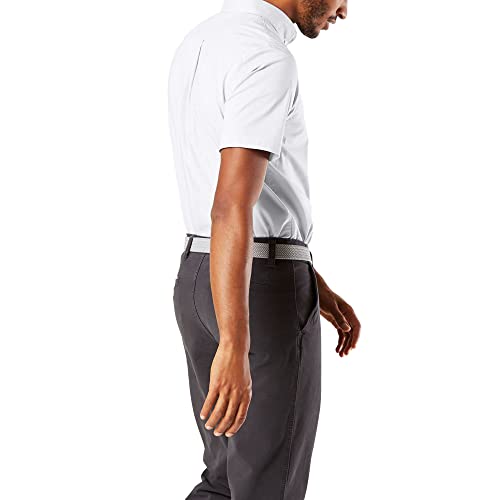 Dockers Men's Classic Fit Short Sleeve Signature Comfort Flex Shirt (Standard and Big & Tall), Paper White-Solid, Large
