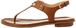 Michael Kors Womens Logo Plaque Leather Sandal