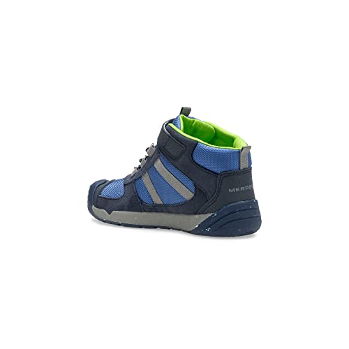 Merrell Kids' Unisex Bare Steps Ridge Jr Hiking Boot, Navy/Green, 07.5 M US Toddler
