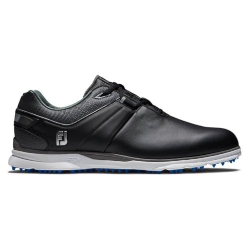 FootJoy Men's Pro|SL Golf Shoe, Black/Charcoal/Light Blue, 12 Wide