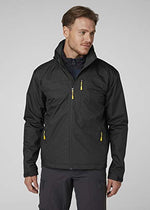 Helly Hansen Men's Crew Hooded Waterproof Windproof Breathable Rain Coat Jacket, 990 Black, Large