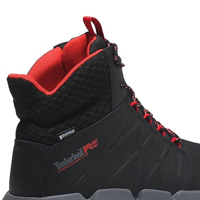 Timberland PRO Men's Morphix 6 Inch Composite Safety Toe Waterproof Industrial Casual Sneaker Boot, Black/Red, 13