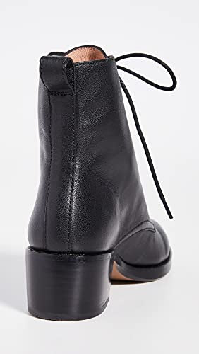 Madewell Women's Combat The Patti Lace Up Boots - Chunky Heel, Smooth Leather Lining and Cushioned Footbed - True Black 7 M