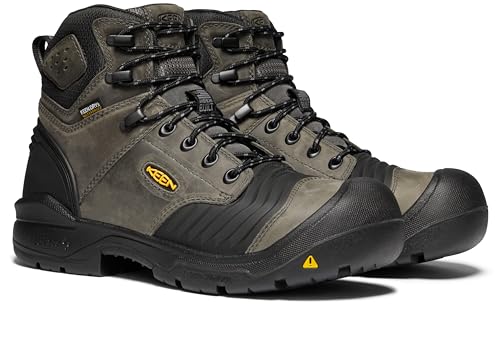 KEEN Utility Men's Portland 6" KBF Composite Toe Waterproof Work Boots, Magnet/Black, 15