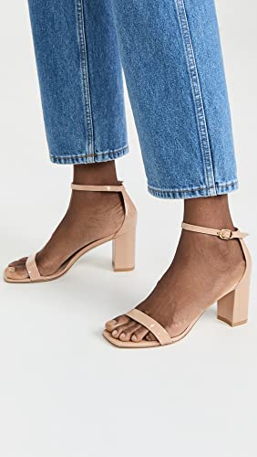 Stuart Weitzman Women's Nudistcurve 75 Block Sandals, Adobe, Tan, 11 Medium US