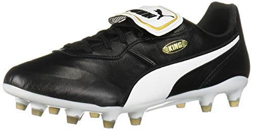 PUMA Mens King Top Firm Ground Soccer Cleats, PUMA Mens black-PUMA Mens white, 10.5