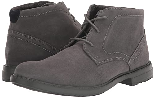 Rockport Men's Berenger Plain Toe Chukka Boot, Steel Grey Suede, 8.5