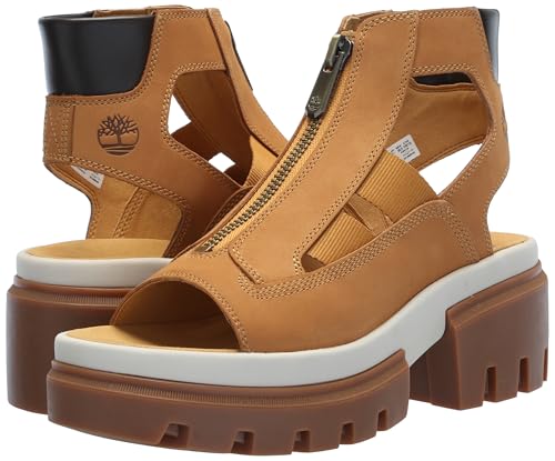 Timberland Women's Everleigh Gladiator Sandal, Brown, 9.5 Medium