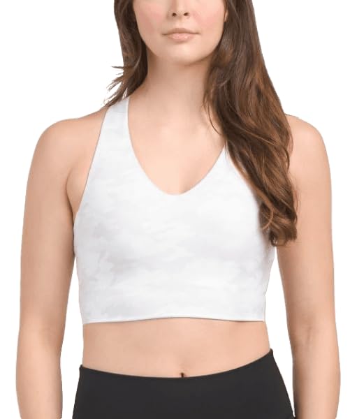 SPANX Womens Longline Medium Impact Sports Bra, White Camo, XS