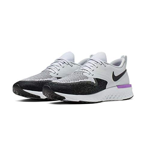 Nike Women's Odyssey React 2 Flyknit Running Shoes (Pure Platinum/Black-White, 11.5)