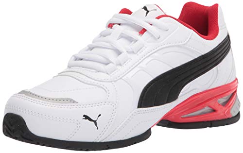 PUMA mens Respin Sneaker, Puma White-puma Black-puma Silver-high Risk Red, 11 US