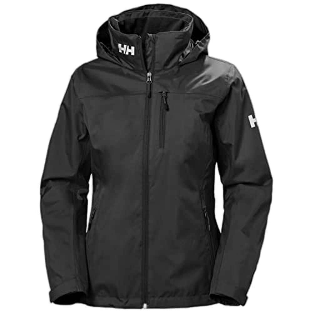 Helly Hansen Women's Crew Hooded Midlayer Fleece Lined Waterproof Rain Jacket, 990 Black, X-Large