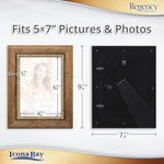 Icona Bay 5x7 Picture Frames (Copper Brown, 3 Pack), French Baroque Style Photo Frames 5 x 7, Wall Mount or Table Top, Regency Collection