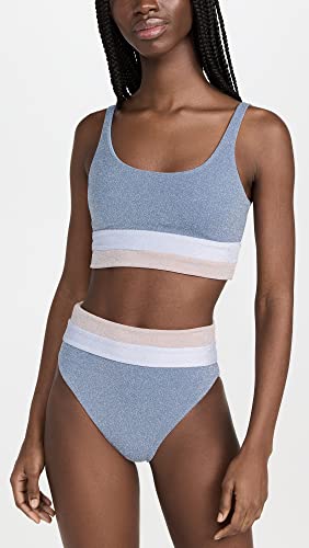 Beach Riot Women's Mackenzie Top, Frost, Blue, Metallic, L
