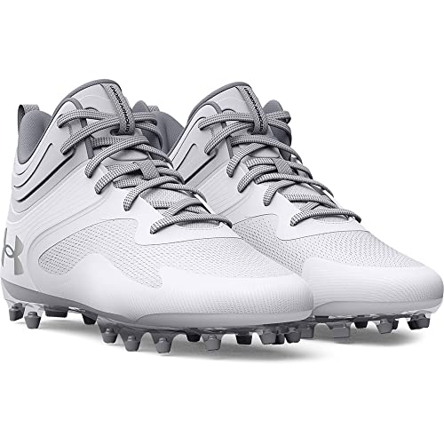 Under Armour Men's Command Mid Lacrosse MT TPU Cleat, (100) White/White/White, 8